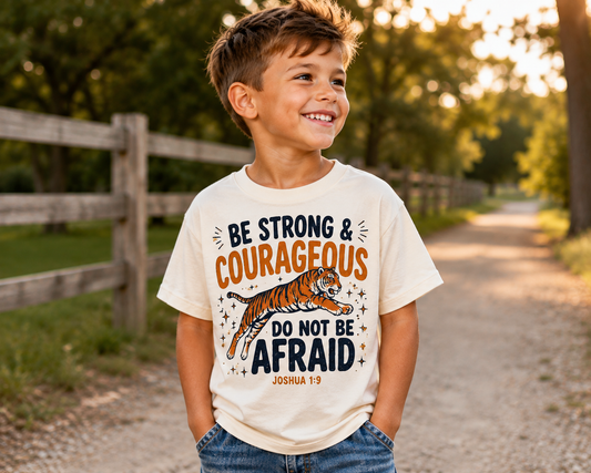 Be Strong & Courageous Kids Tee — Joshua 1:9