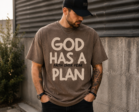God Has a Plan Men’s Tee — Jeremiah 29:11  His plan. His timing. Always faithful.