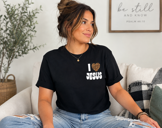 I ❤️ JESUS Leopard Heart Tee