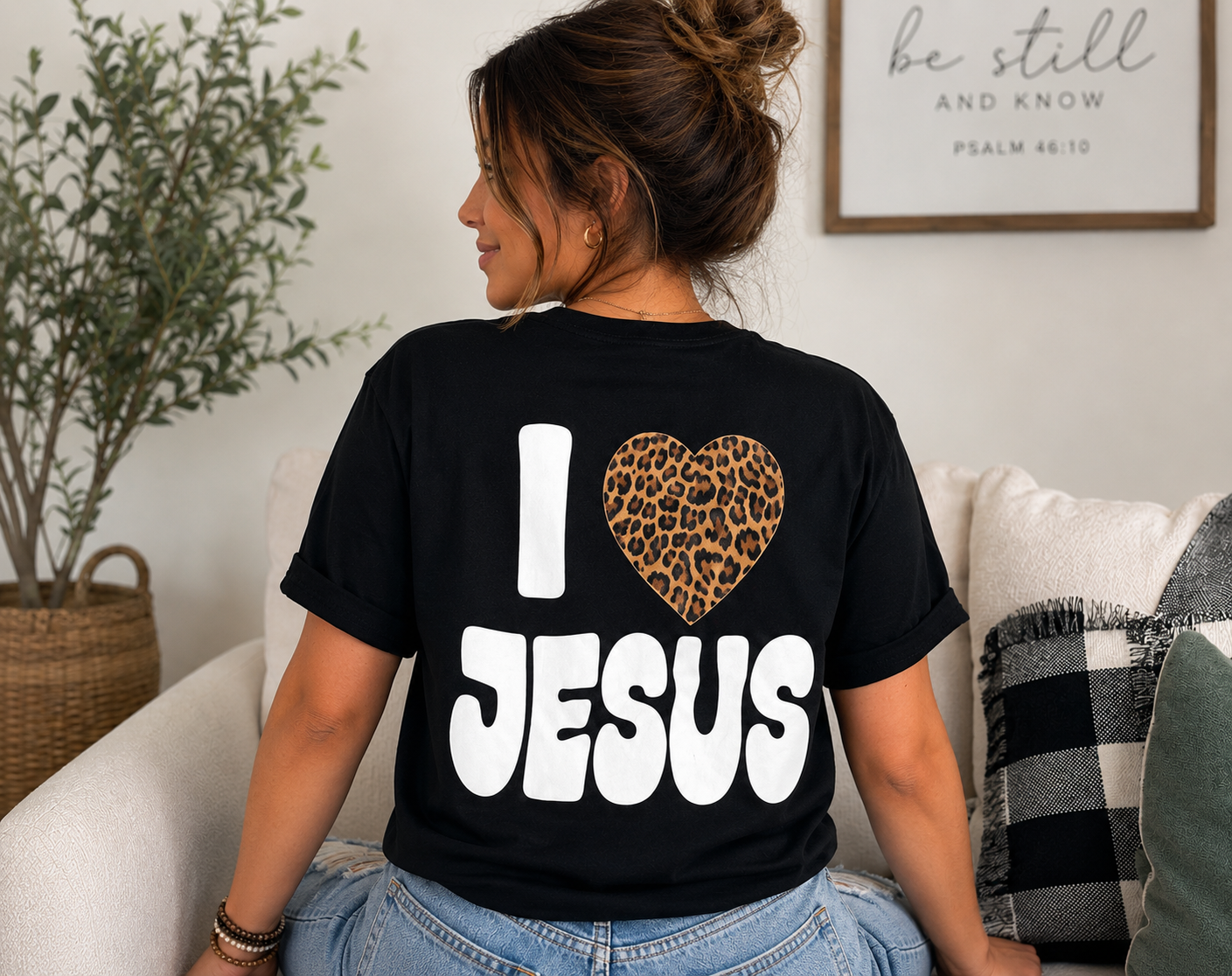I ❤️ JESUS Leopard Heart Tee